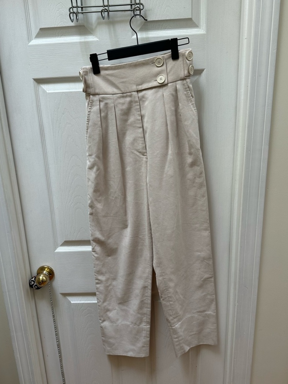 Anna Mason Karl Cotton-corduroy Straight-leg Pants cream white 8